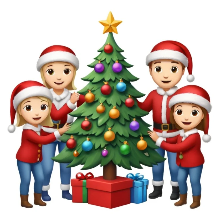 people decorating a Christmas tree emoji