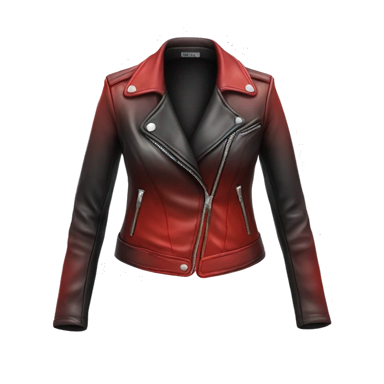 Hyper Realistic isolated open red ombre feminine fashion leather jacket. emoji