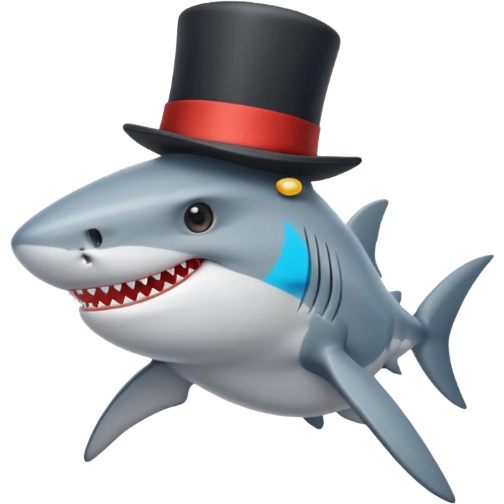 Shark with a top hat emoji