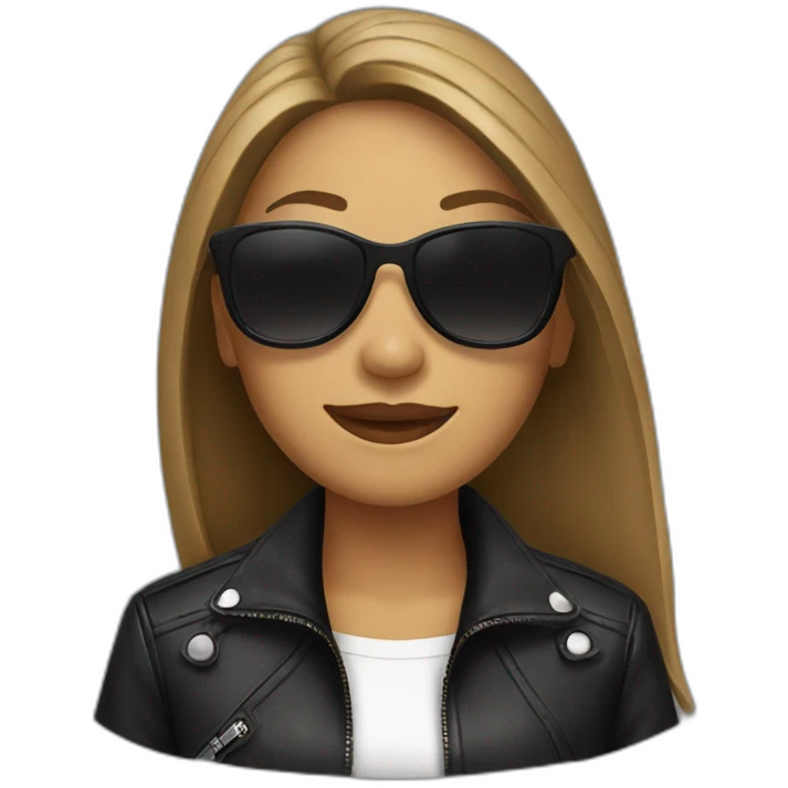 woman leather jacket wearing sunglasses emoji
