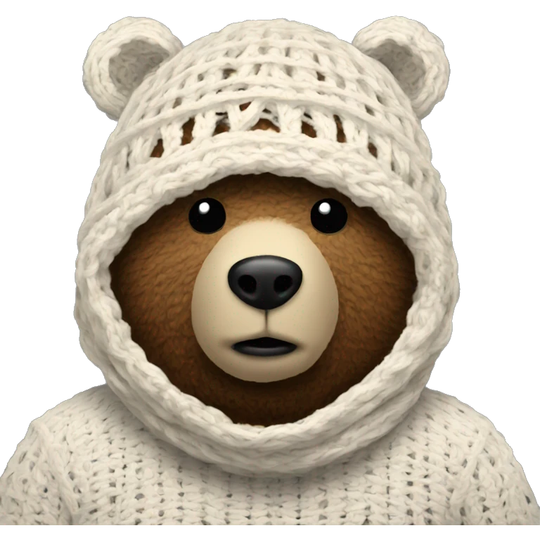 Bear wearing a crochet balaclava emoji