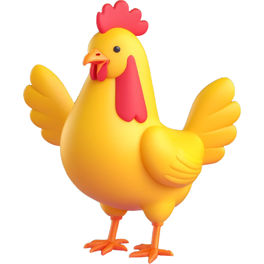 stylized 3d emoji chicken jockey exaggerated features glossy finish playful expression emoji