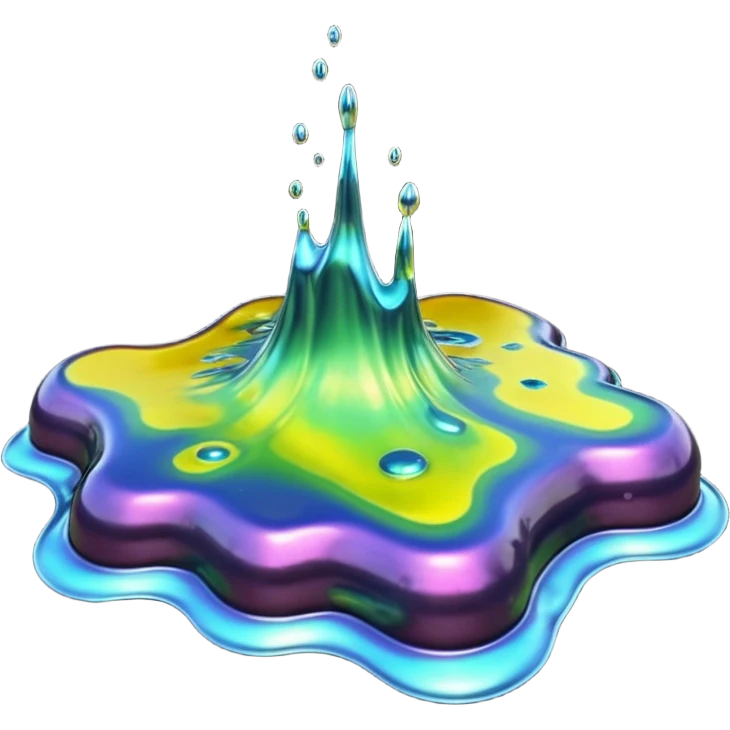 3D render of Oil Slick, toxic waste aesthetic, bubbling liquid, industrial warning texture. emoji