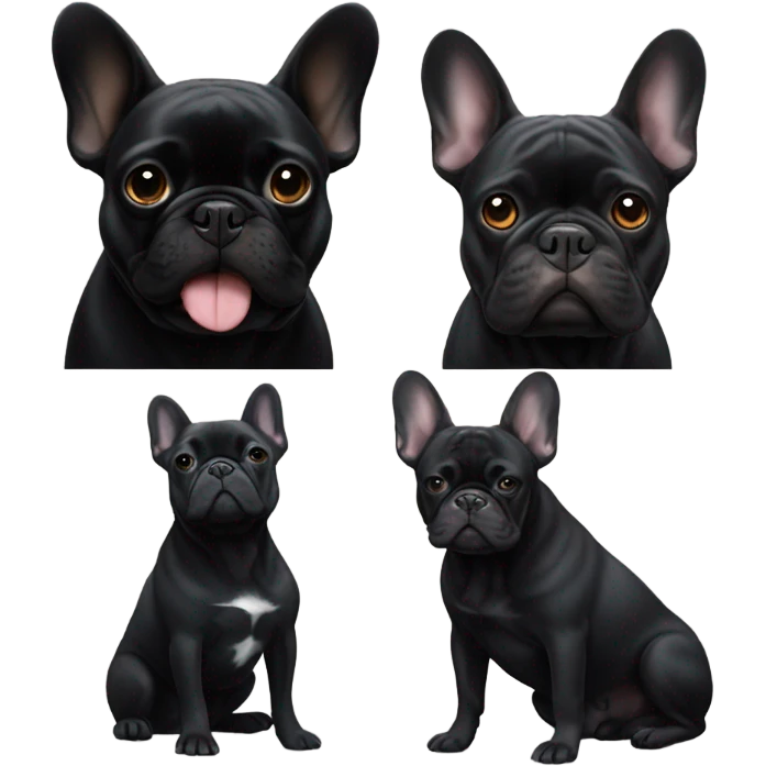 a black french bulldog cuddled by a black labarador emoji