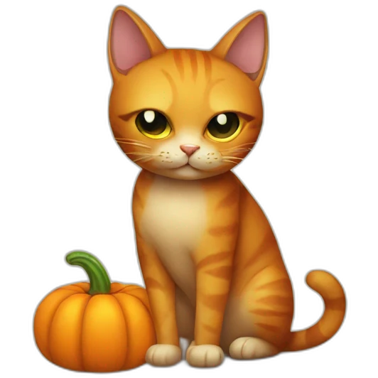 cat with a pumpkin head emoji