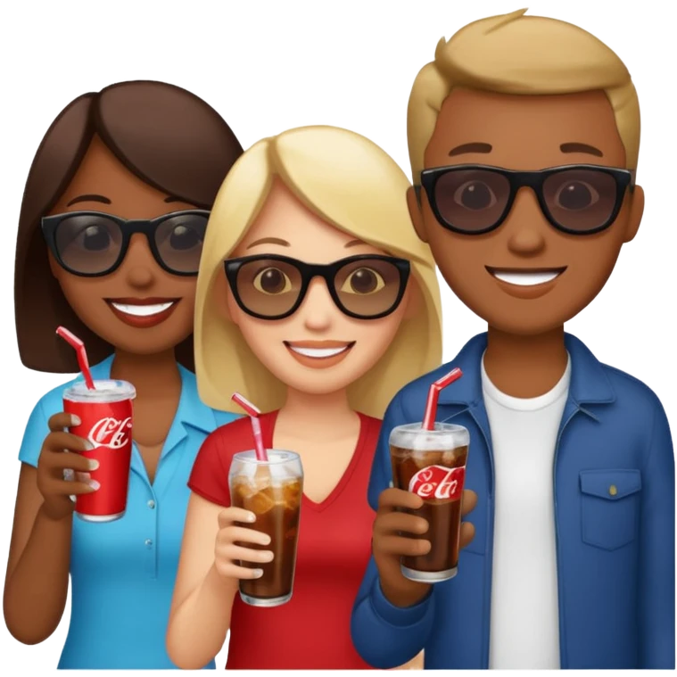 A group of thristy people having soda. emoji