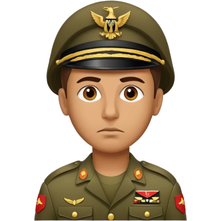 A portrait of an Iraqi soldier, shown from head to chest emoji