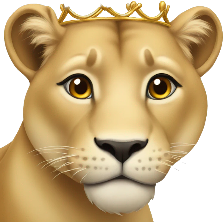 Lioness with a crown looking in love  emoji