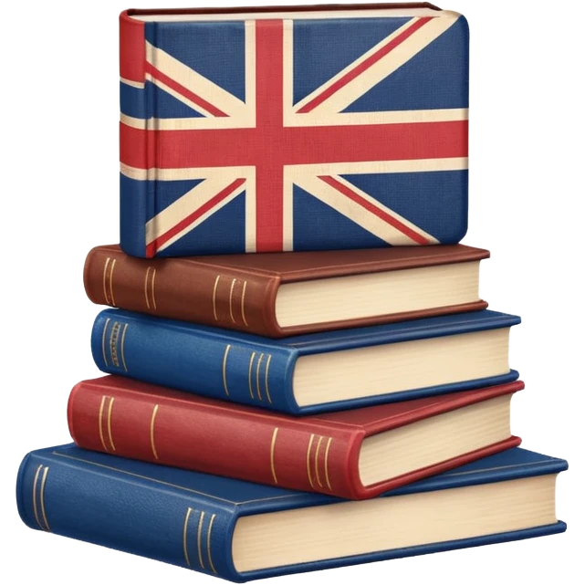 stack of books with the UK flag emoji