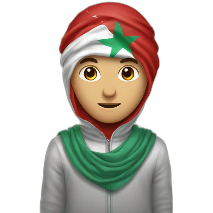 Un jeune homme portant un masque sur lequel est imprimé le drapeau marocain emoji