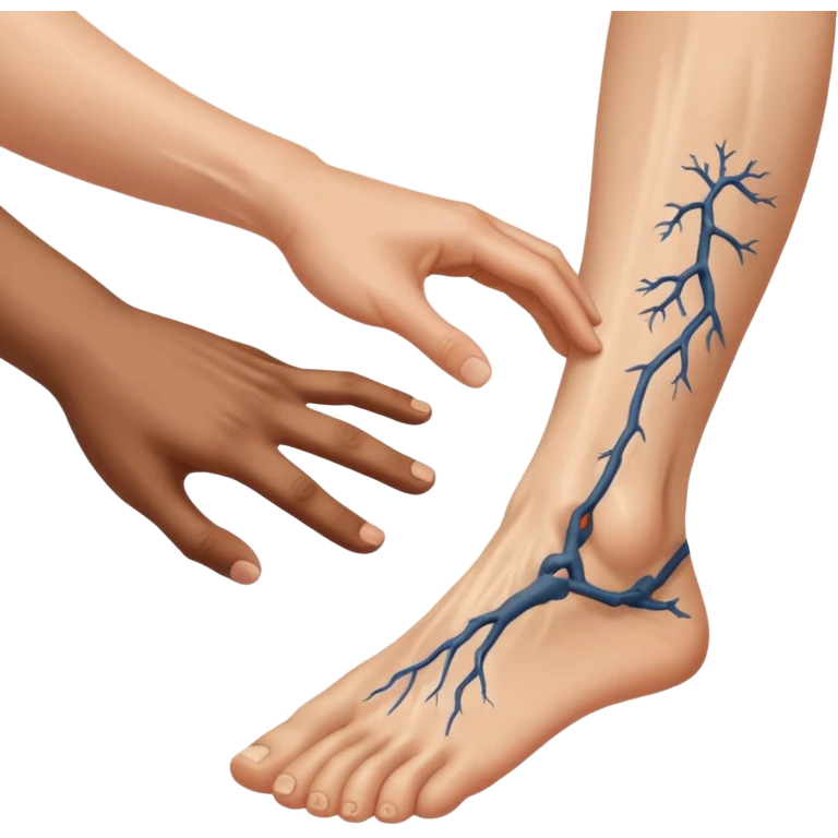 a person's hand is trying to touch another person's  foot emoji