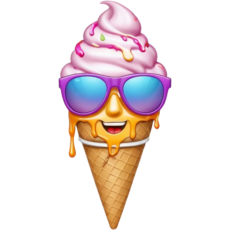 Ice cream cone with sunglasses emoji