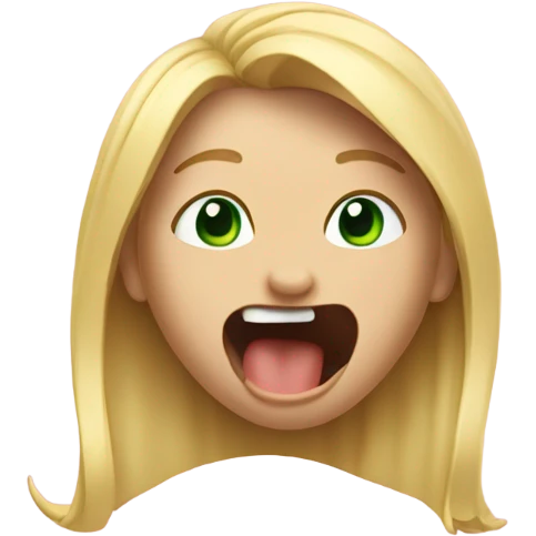 blonde hair green eyes Face with tongue sticking out  shaking it￼ emoji