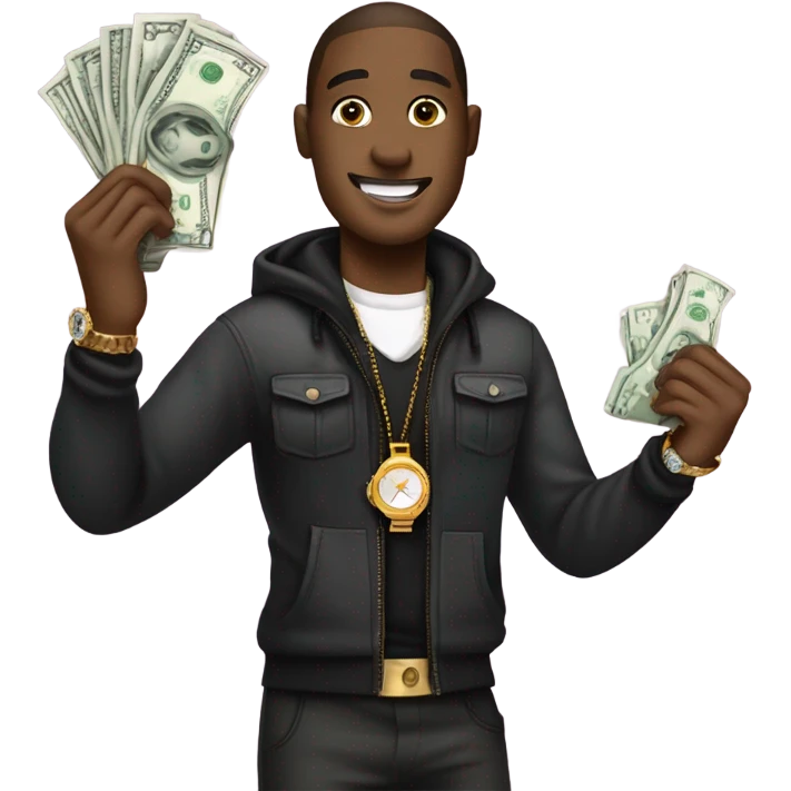 me with money in my hand with diamond watch emoji