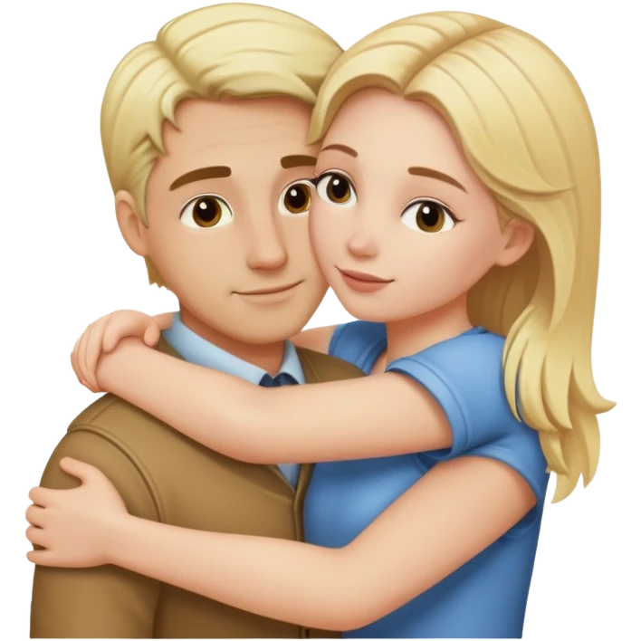 a blond haired white girl hugging other man emoji
