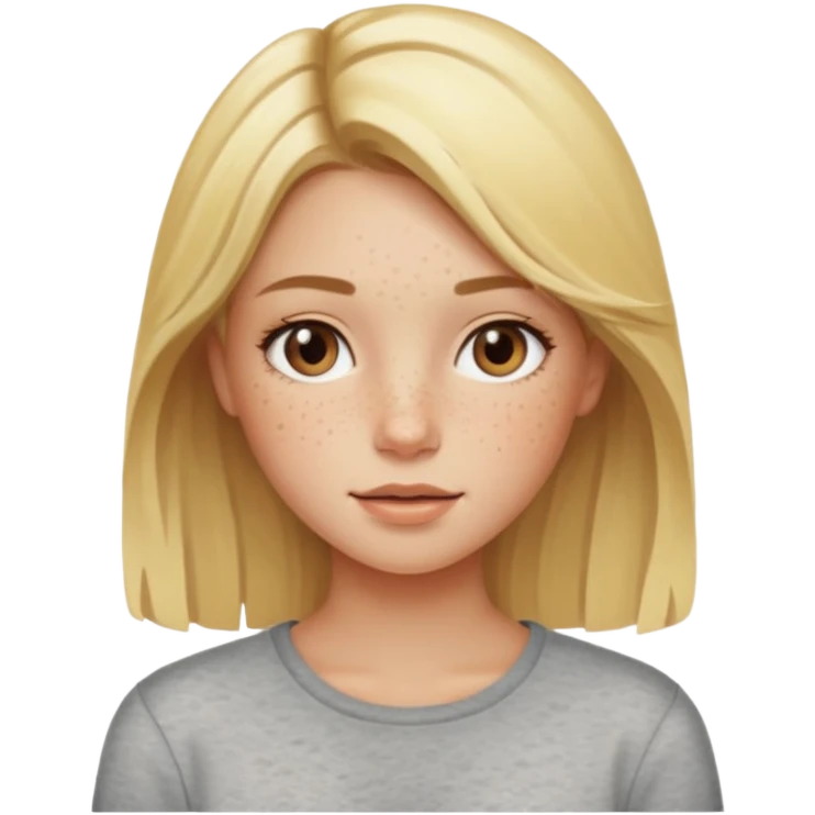 Uma miúda loira com madeixas naturais mais claras pele clara mas não tanto sardas emoji