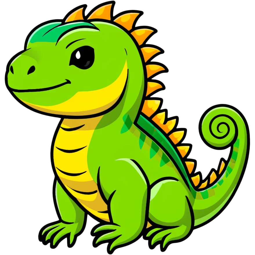 Friendly iguana reptile with detailed scales and spiny crest emoji