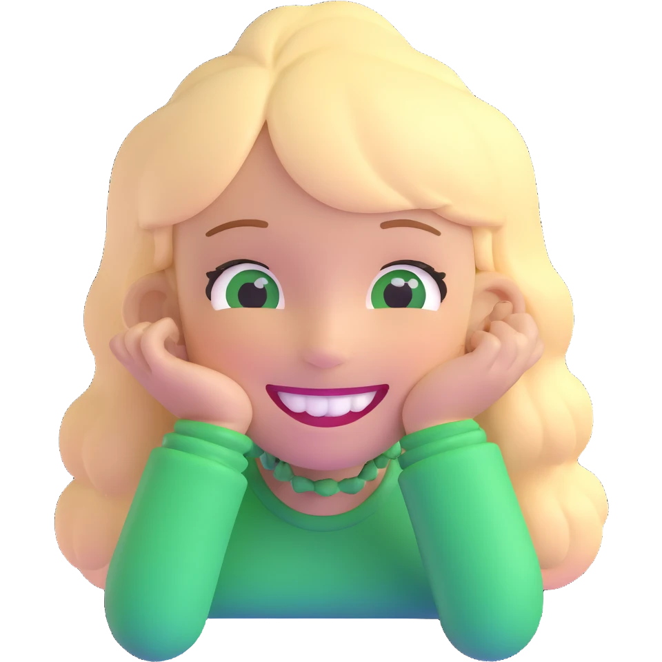 girl with green braces on her teeth smiling emoji