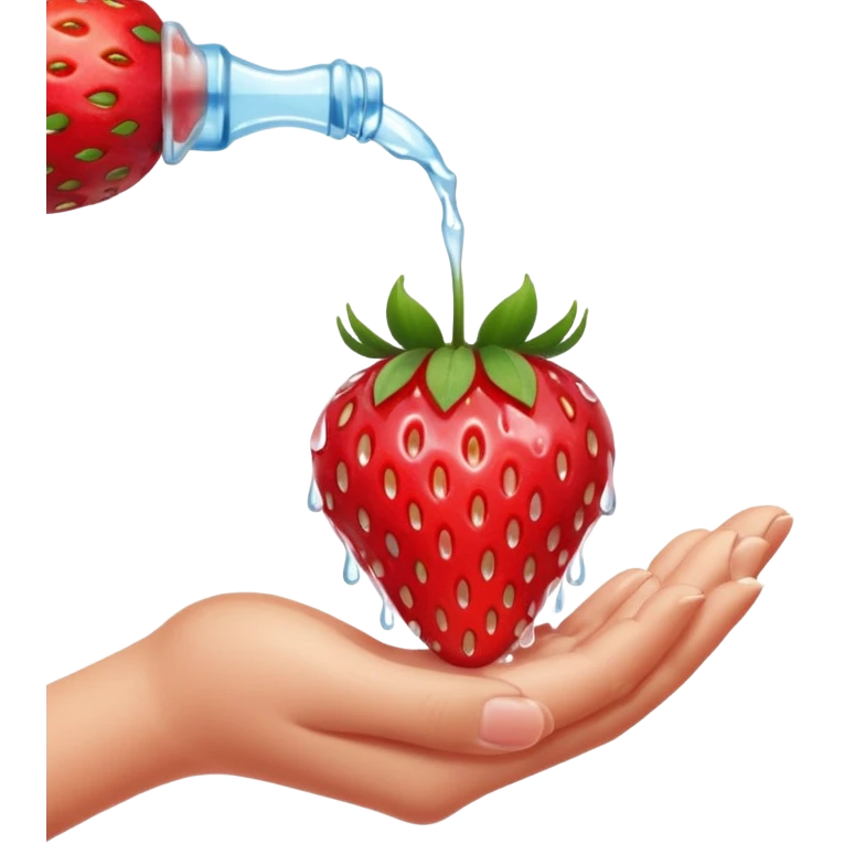 Strawberry dripping water with fingers emoji