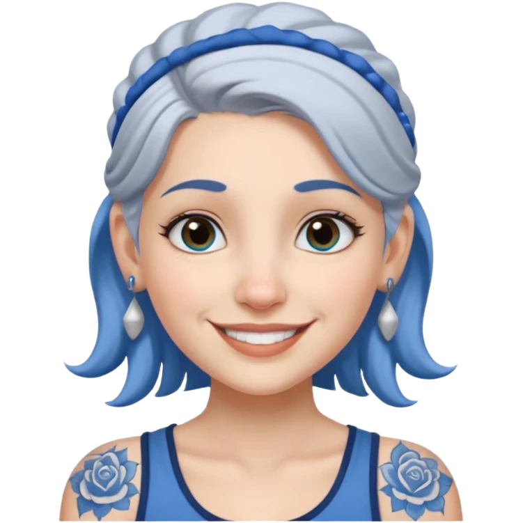 white-gray haired heavy blue tattooed head accessory big nose young girl emoji