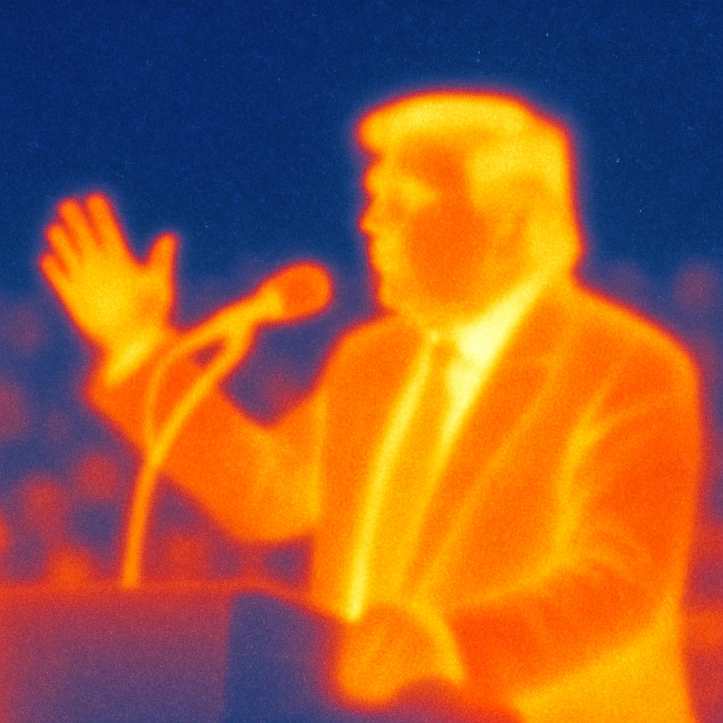 Donald Trump speaking at a rally emoji