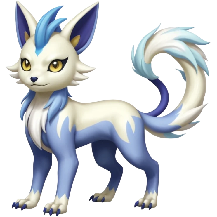 Colorful Skilled Adept Graceful Asian Painted Shiny Albino WereGarurumon-Meloetta-Renamon-Absol-fusion-hybrid-creature (full body) emoji