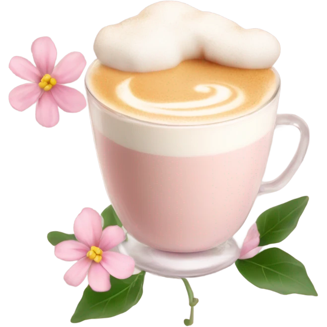 Light Pink latte classy in glass with flower emoji