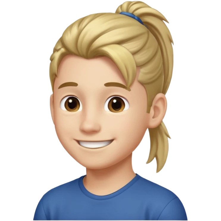 boy with ponytail, 3/4 view emoji