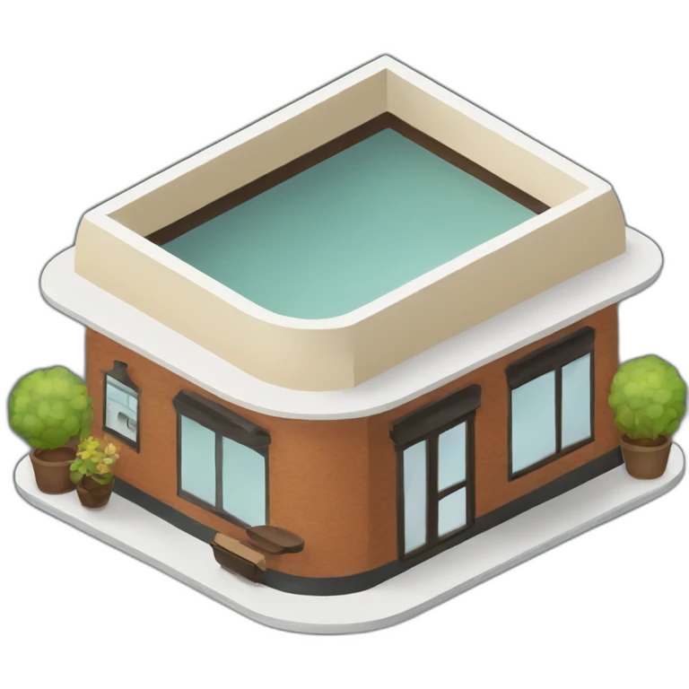 Rounded Coffee house isometric emoji