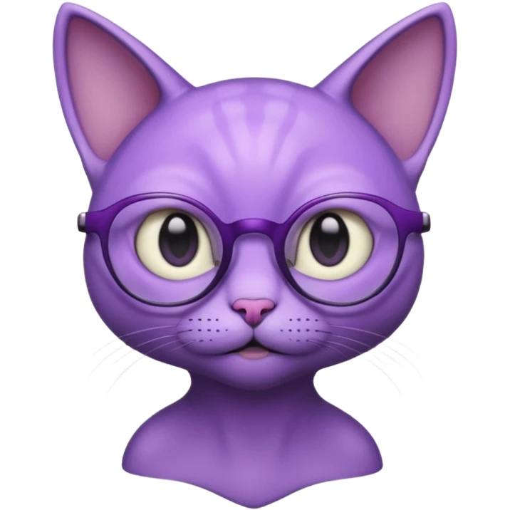 purple alien cat with no fur, and spectacles and hair emoji