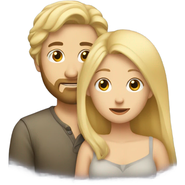 blonde woman long hair, hugging a blonde man with beard. he short hair emoji