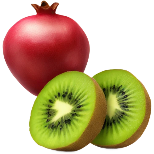 one kiwi and one pomegranate close to each other emoji