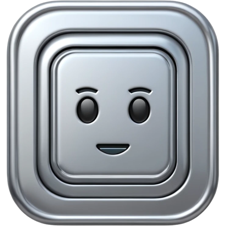 A futuristic microchip emoji made of polished silver chrome, minimal circuit details, smooth metallic surface, soft lighting, iOS emoji style, centered, clean white background emoji