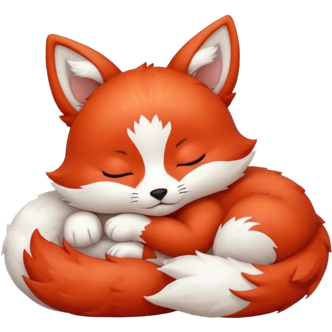 Cute sleeping red white kitsune baby emoji