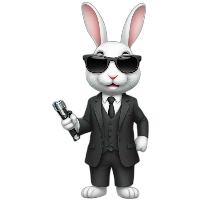 Rabbit with suit and sunglasses and  lightsaber on  emoji