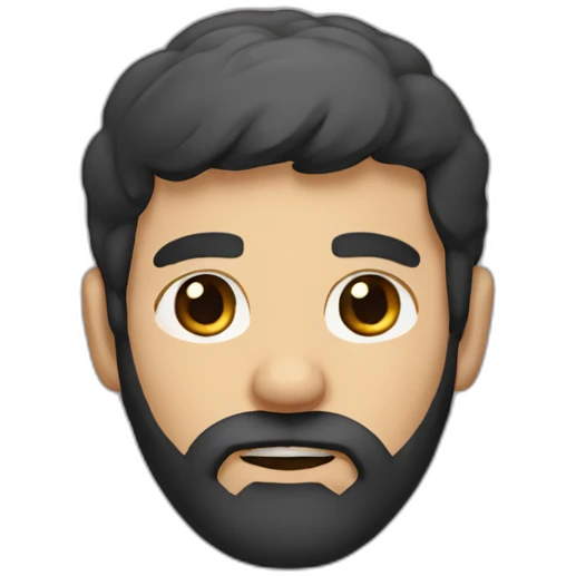 Bearded man with black eyes and hair emoji