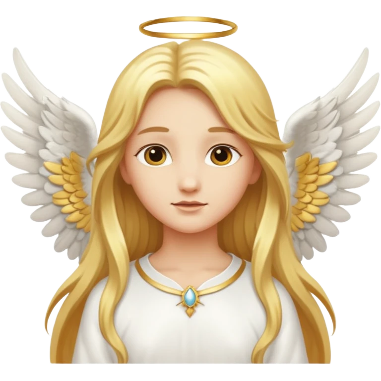 Angel with long golden hair and white wings emoji