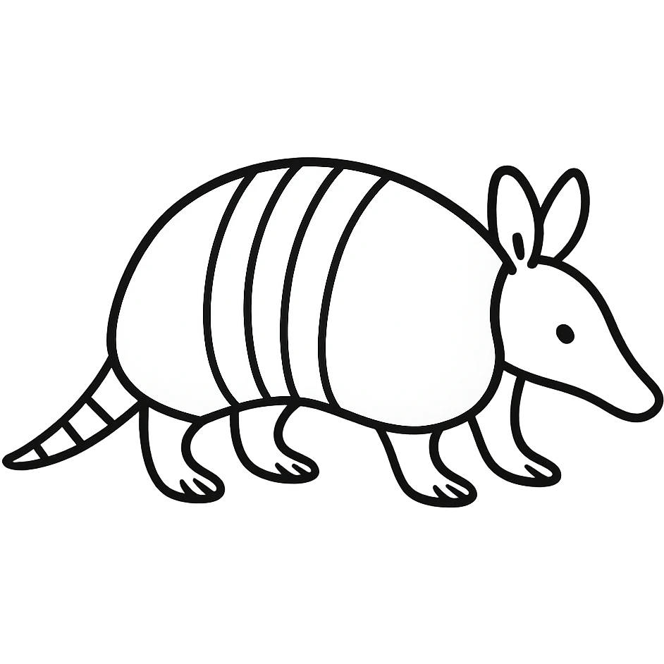 minimalist black and white armadillo, no color emoji