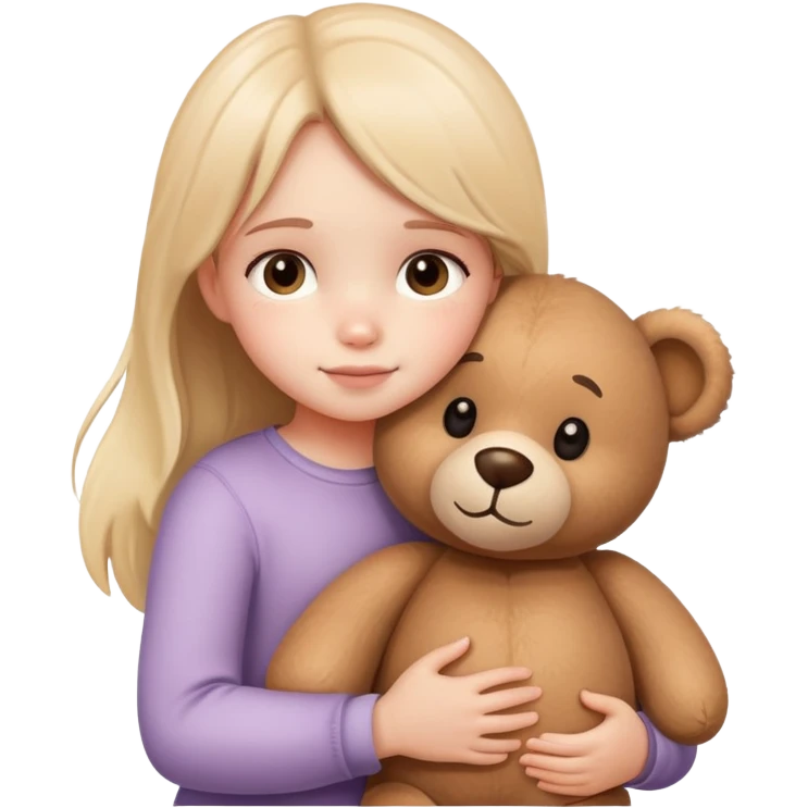 a little girl hugging a big teddy bear emoji