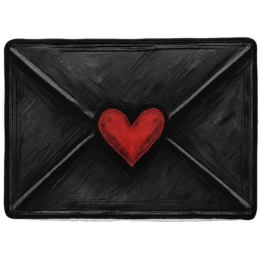 emo object, black envelope with a heart seal emoji