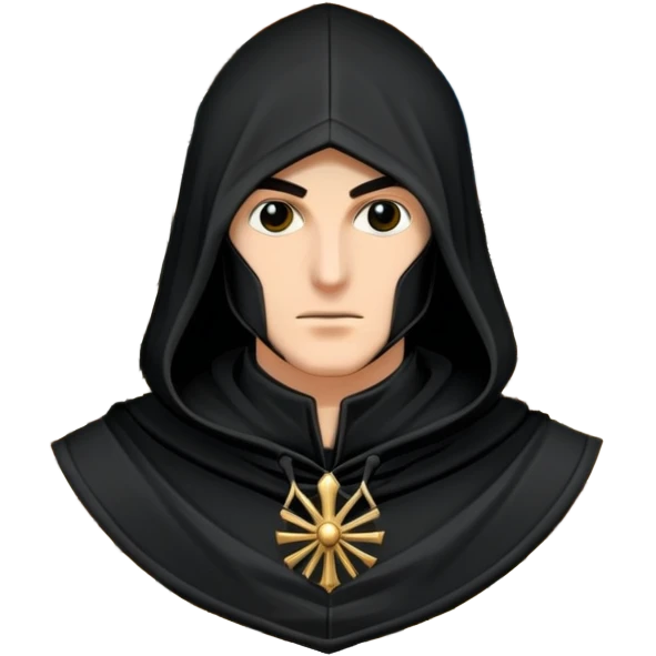 icon featuring Assasin's Creed in an iconic assassin's hood, standing tall against the backdrop of Florence. The design captures the essence of adventure, with intricate details of historical architecture and a sense of mystery. The character is poised, ready for action. transparent background. emoji