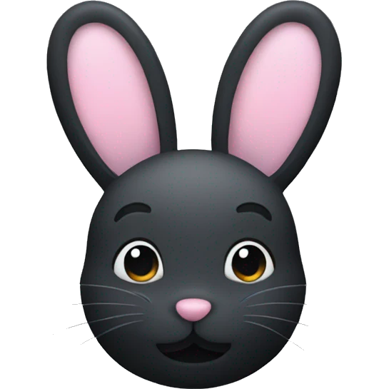 simple rabbit face with black fur emoji
