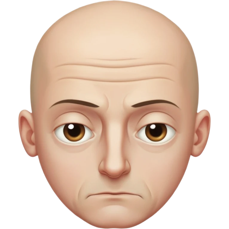 Steven Miller, bald, intense scowl, very narrow rectangular head, bottom lip sticking out, eyelids nearly shut and drooping on the outer sides emoji