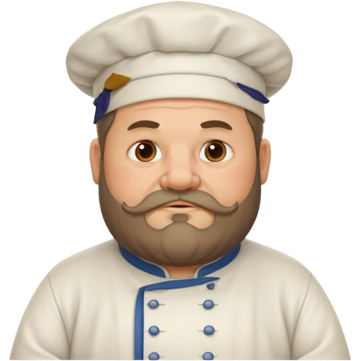 medieval fat chef, middle-aged, bearded, sly, grim-faced emoji, eil fac like hes hidinsomething emoji