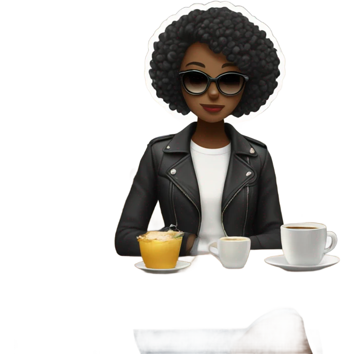 Black girl in Japan in a cafe she’s fashionable and cool her name is Nyla  emoji