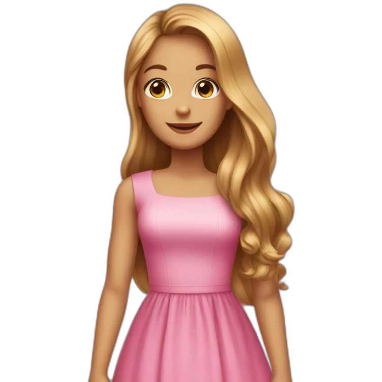 a girl with long hair and pink dress emoji