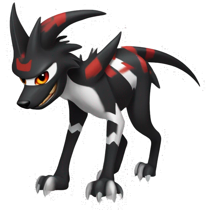 Black Cool Edgy Sergal-Houndoom-Fakémon  with White and Red Edgy markings emoji
