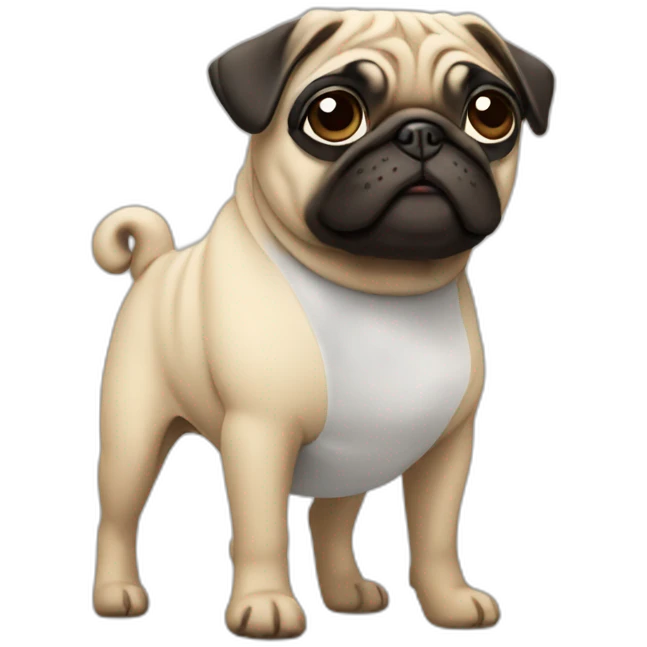 pug wearing a t-shirt emoji