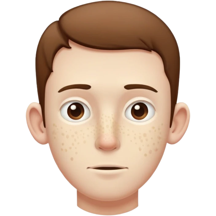 very tall, extremely pale white guy with pimples on his face, brown short hair, small ears emoji