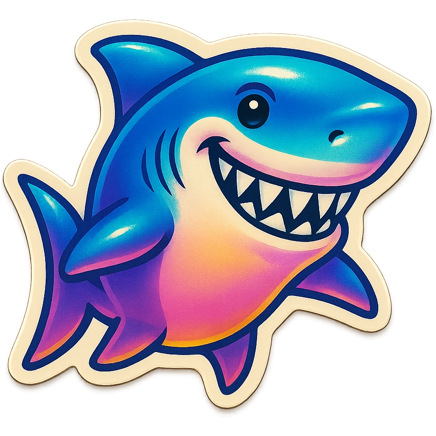 A SHARK WITH A GRIN emoji